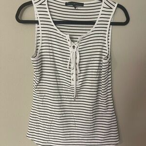 White House Black Market Striped Lace-Up Tank Top